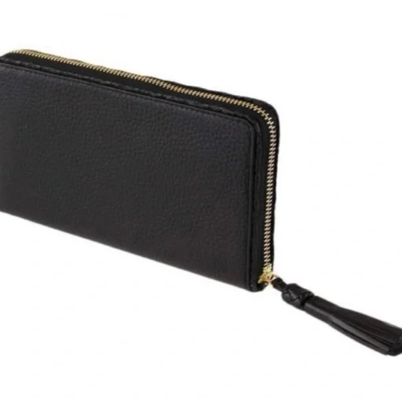TORY BURCH Taylor Continental Wallet, Black Pebble Leather - Picture 5 of 12